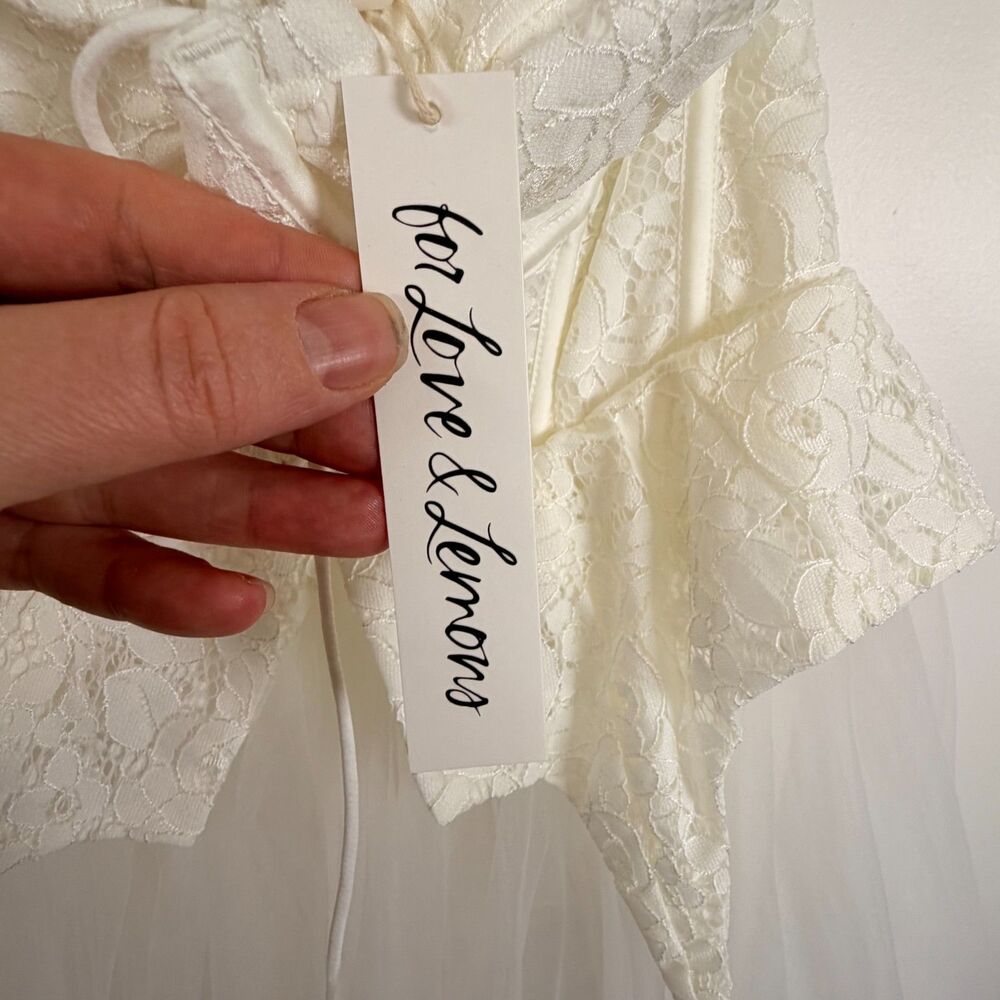 For Love & Lemons x Revolve Lily Bridal Gown Lace Corset Tulle Size M NWT - Picture 7 of 14